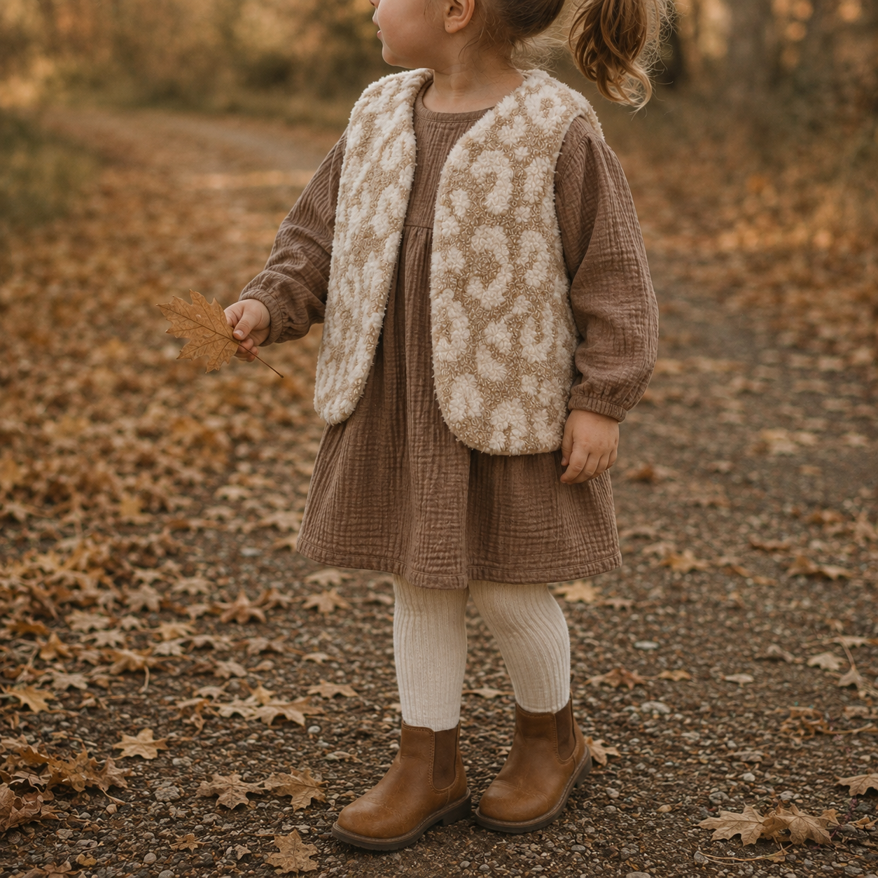 Teddyweste Leo Beige – Kuschelige Baby- & Kinderweste aus Teddystoff