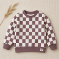 Oversize Sweatshirt für Babys und Kinder in Mauve – Karo aus Bio-Baumwolle