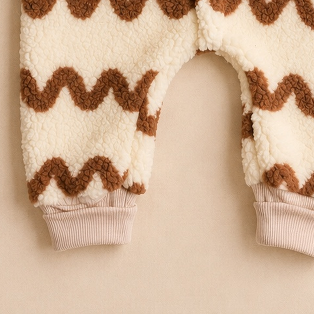 Teddy Overall/ Anzug mit Wellenmuster – Handmade Baby und Kleinkind Overall mit Kapuze
