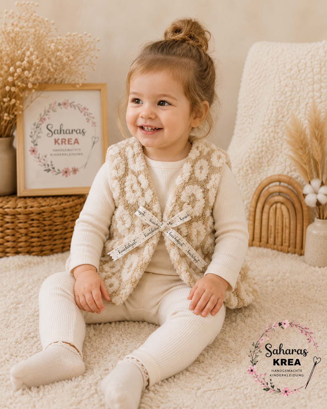 Teddyweste Leo Beige – Kuschelige Baby- & Kinderweste aus Teddystoff