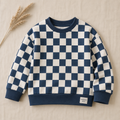 Oversize Sweatshirt für Babys und Kinder in blau – Karo aus Bio-Baumwolle