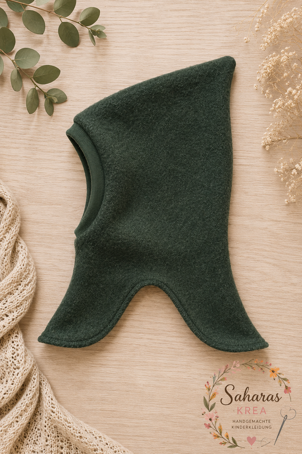Walk Schlupfmütze Wollwalk Zipfelmütze  aus 100% Schurwolle |  warme Mütze mit Baumwolljersey Baby und Kinder