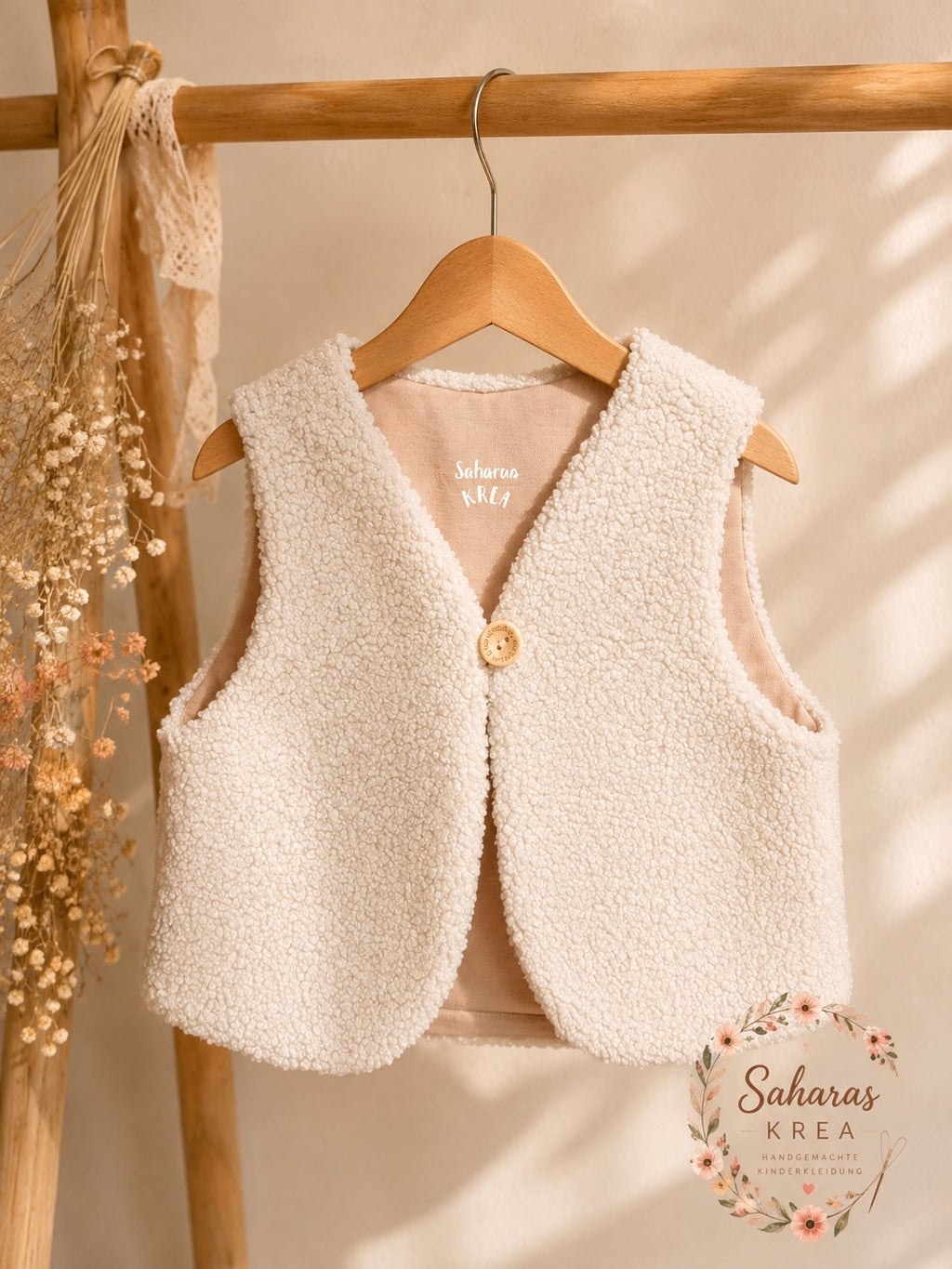 Kuschelige Teddyweste in Dunkelbeige mit Baumwolljersey gefuttert
