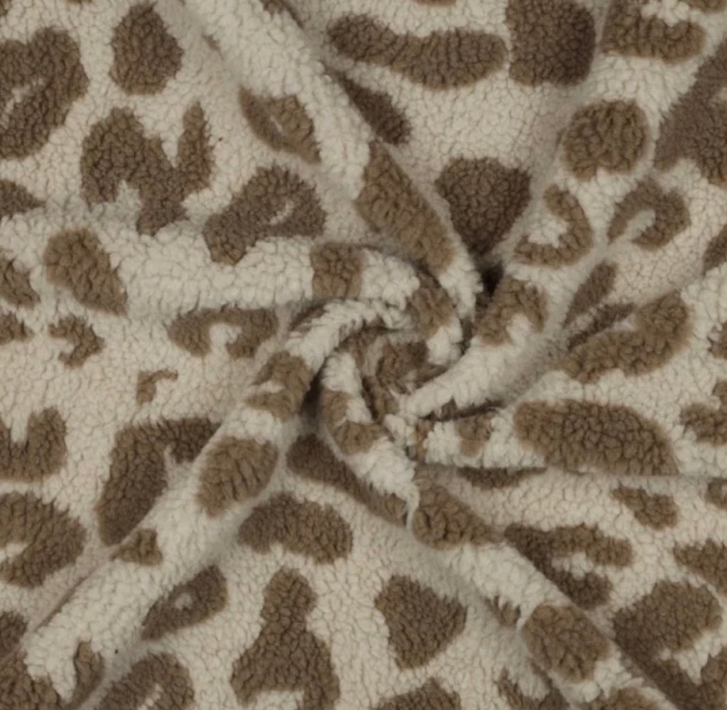 Teddystoff Leopunkte - taupe