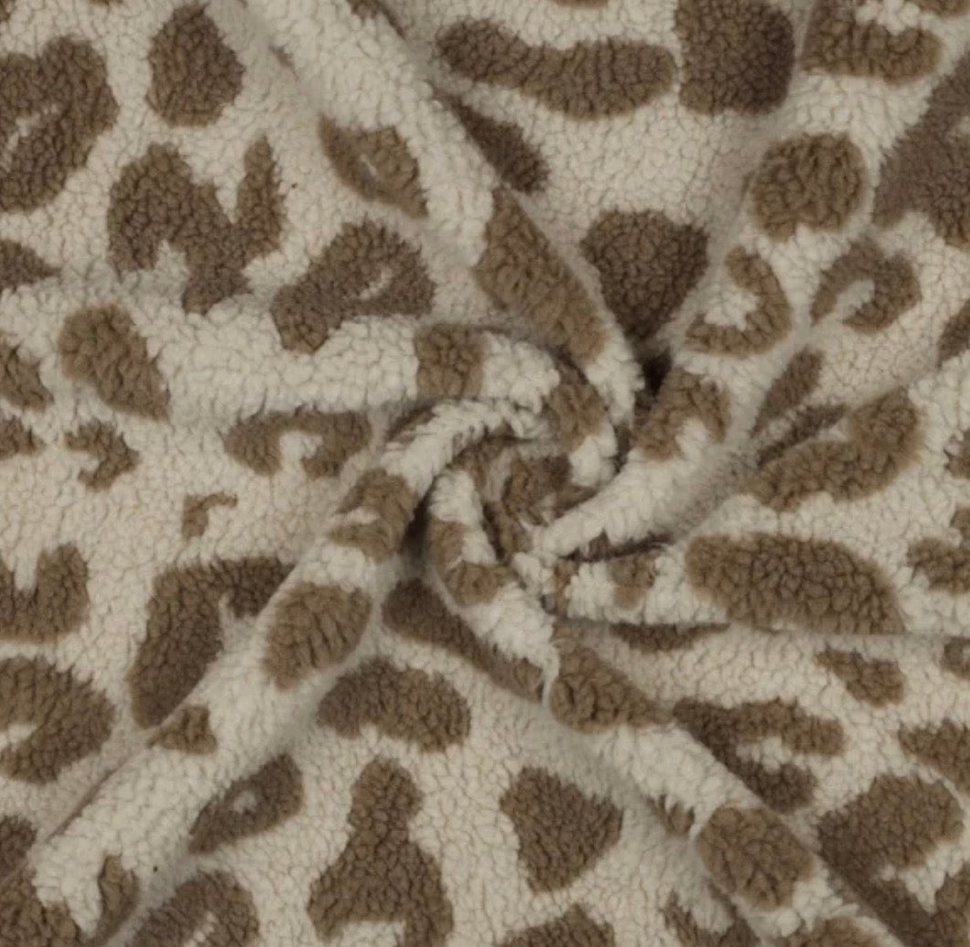 Teddystoff Leopunkte - taupe