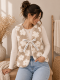 Teddyweste Damen mit Blumenmuster| Handmade Weste