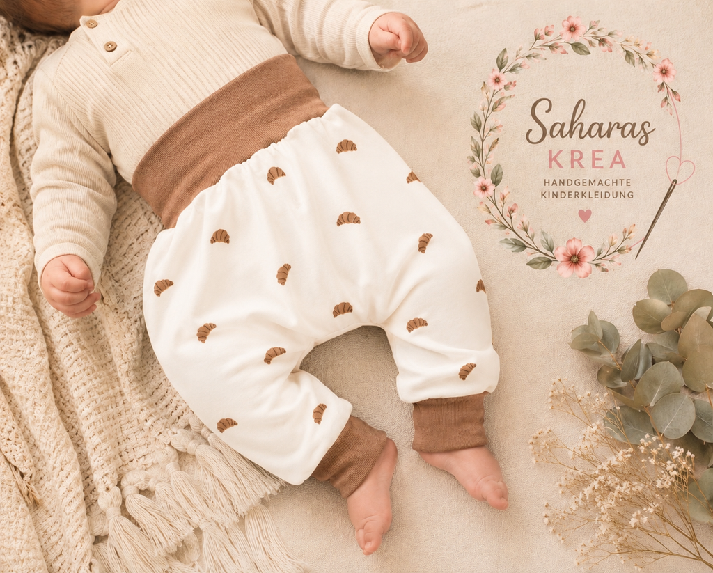 Pumphose Croissant – Handmade Babyhose aus Jersey | Bequeme Mitwachshose