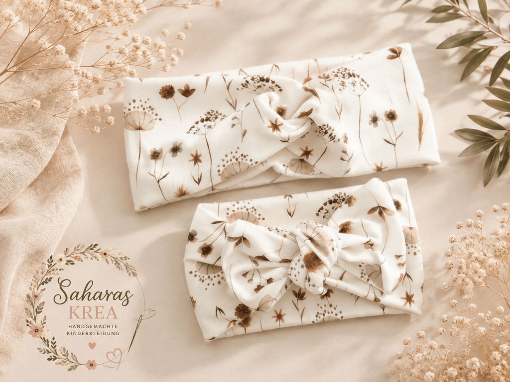 Stirnband für Damen & Kinder – Wildblumen | aus  Baumwolljersey | Handmade | Partnerlook