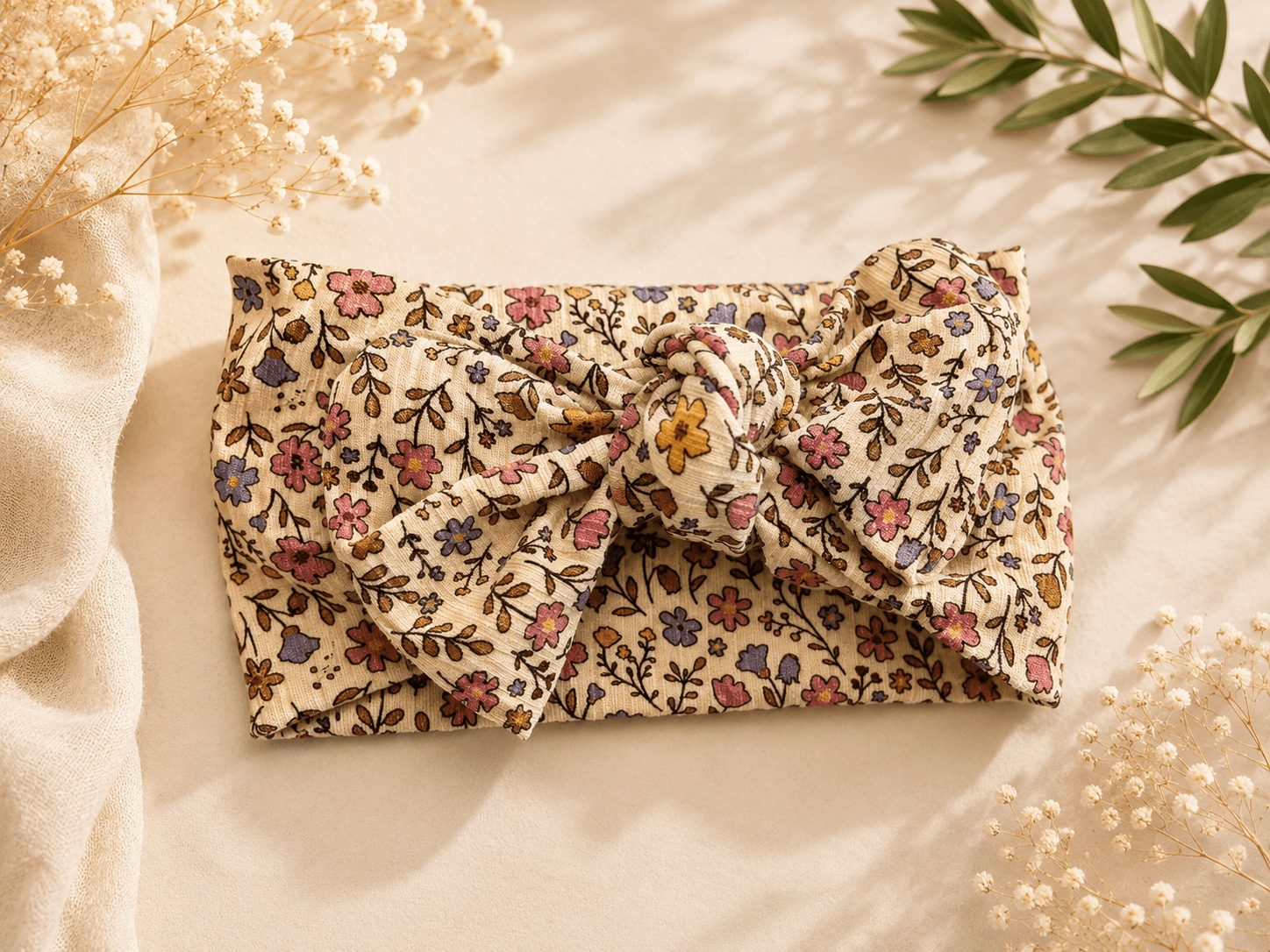 Stirnband Damen & Kinder – Vintage Blumen | Rib Jersey | Handmade | Partnerlook