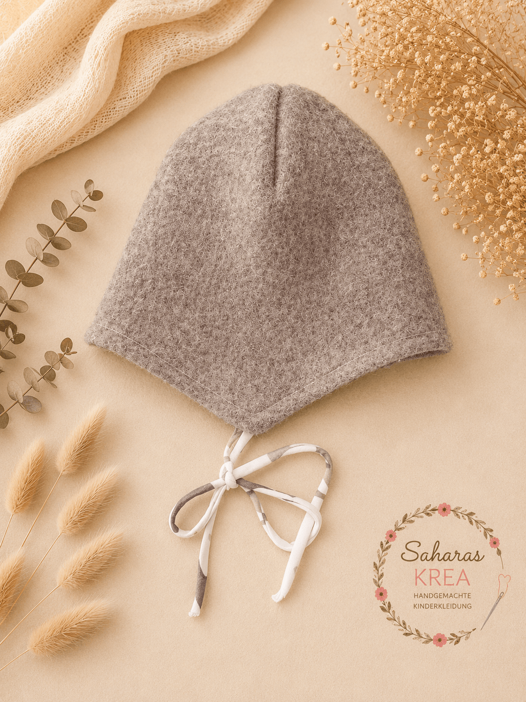 Mütze aus Walk Schurwolle Baby – Beige Meliert | Handgemacht