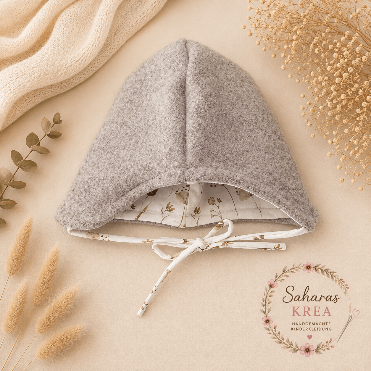 Mütze aus Walk Schurwolle Baby – Beige Meliert | Handgemacht