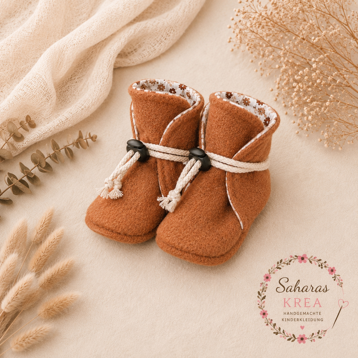 Babyschuhe Wollwalk in Ockergelb - Babysocken aus Schurwolle mit Baumwolljersey als Innenstoff | Walkschuhe