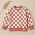 Oversize Sweatshirt für Babys und Kinder in aprikose – Karo aus Bio-Baumwolle