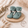 Babyschuhe Wollwalk in dunkelmintgrün - Babysocken aus Schurwolle mit Baumwolljersey als Innenstoff | Walkschuhe