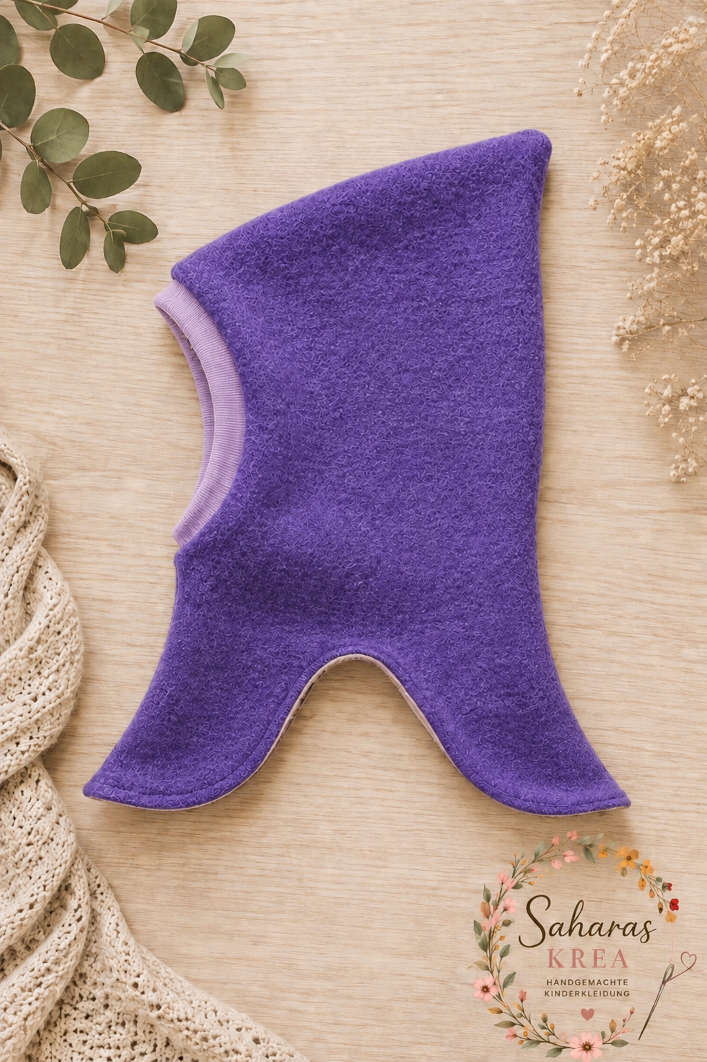 Walk Schlupfmütze Wollwalk Zipfelmütze  aus 100% Schurwolle |  warme Mütze mit Baumwolljersey Baby und Kinder