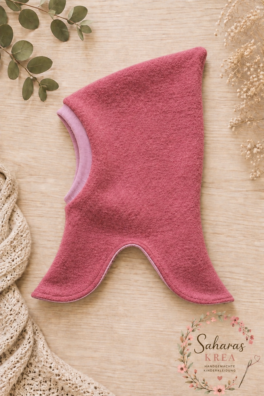 Walk Schlupfmütze Wollwalk Zipfelmütze  aus 100% Schurwolle |  warme Mütze mit Baumwolljersey Baby und Kinder