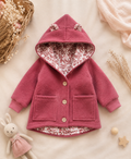 Walkjacke Kinder Dunkel Altrosa – Handmade Jacke | Ohren & Reißverschluss optional