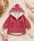 Walkjacke Kinder Dunkel Altrosa – Handmade Jacke | Ohren & Reißverschluss optional