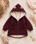 Walkjacke Kinder Bordeaux rot – Handmade Jacke | Ohren & Reißverschluss optional