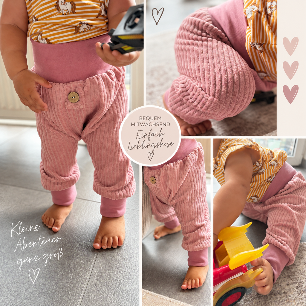 Mitwachshose Baby und Kinder Pumphose | Bequeme Kinderhose aus Baumwolle | Kokosknopf | Handmade